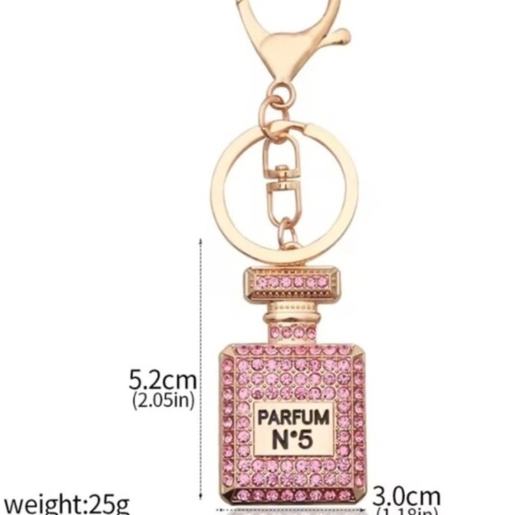 Bag Charm 🎁 Key Ring Pink Bling Perfume Bottle Keychain 🎁Gift Ready - Picture 4 of 4